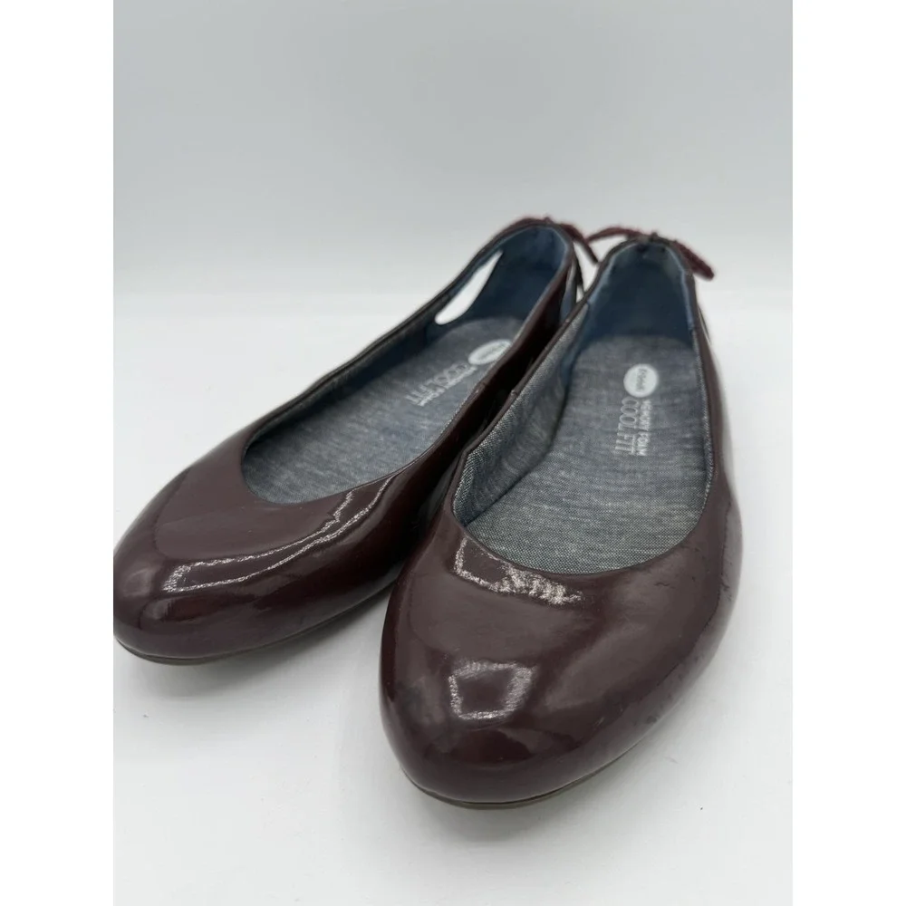 Dr Scholls Women's Really Flat Slip-on Ballet Shoes Glossy Merlot Finish Size 6